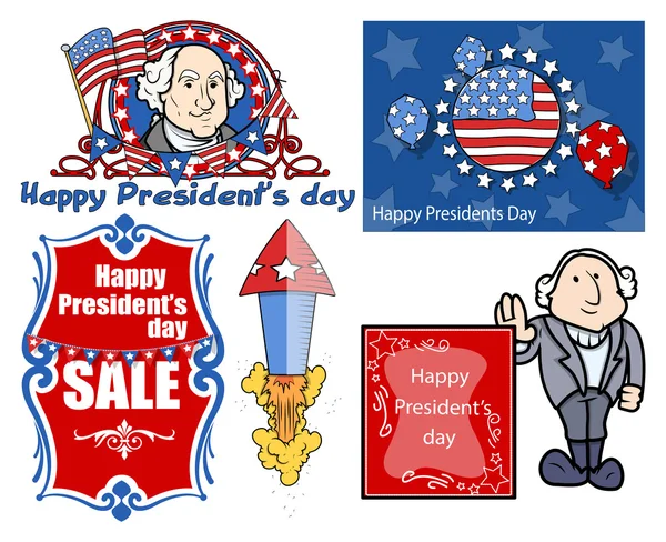 Presidents Day Vector Illustration Set — Stock Vector