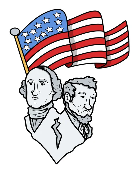 Lincoln e Washington com Bandeira dos EUA - Orgulho da Nação — Vetor de Stock