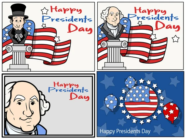 Fêtes nationales des États-Unis - Fête des présidents - Anniversaire de Washington - Ensemble vectoriel — Image vectorielle