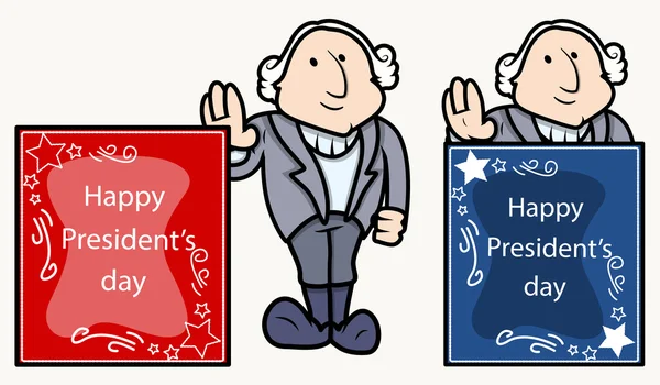 Happy Başkanlar Günü afiş - george washington karikatür klip-art — Stok Vektör