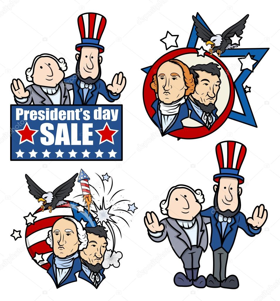 Washington & Lincoln - Presidents Day - Cartoons and Clip-Art