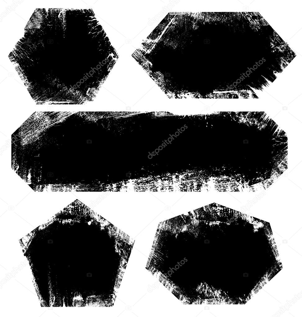 Set of Scratched Grunge Frame or Background Illustration