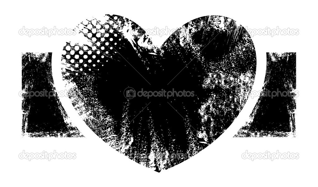 Romantic Heart - Grunge Vector Illustration Background