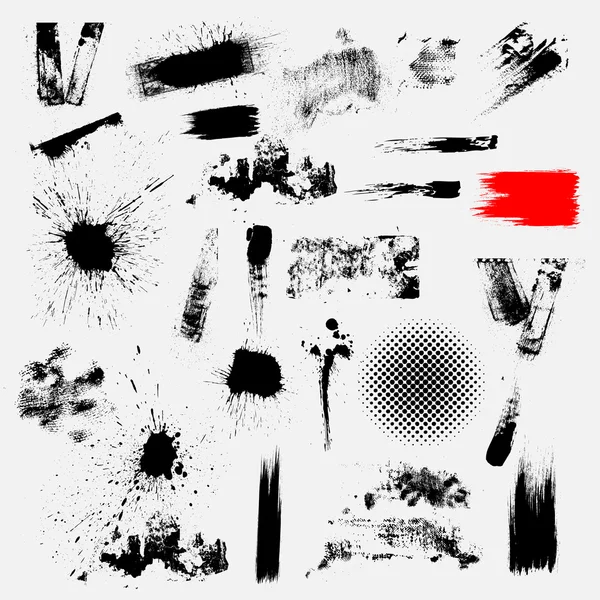 Παράξενο grunge βρώμικος splatters και σχήματα vector σύνολο — Διανυσματικό Αρχείο