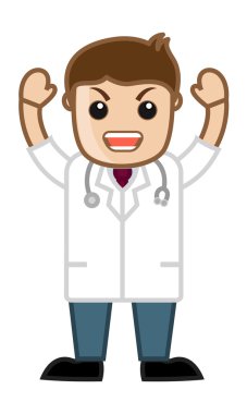 kızgın doktor - tıbbi karikatür vektör karakter