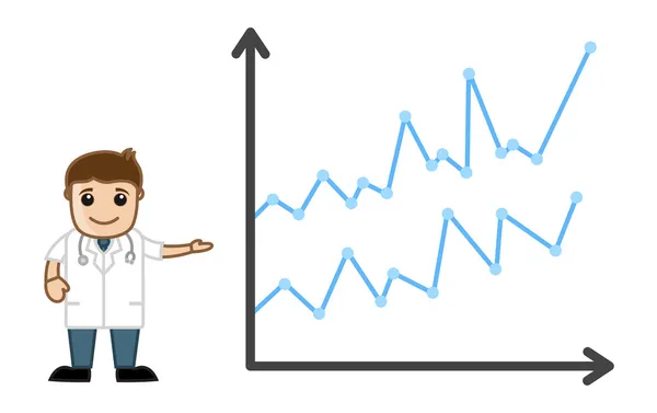 Istatistikleri - tıbbi karikatür vektör karakter gösteren — Stok Vektör