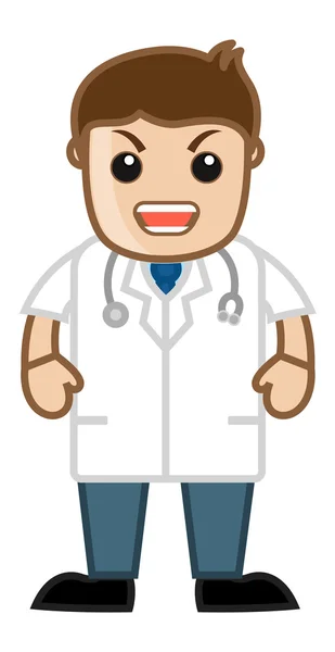 Annoying Doctor - Medical Cartoon Vector Character — Stock Vector