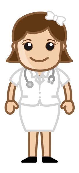 Beautiful Cute Nurse - Medical Cartoon Vector Character — Stock Vector