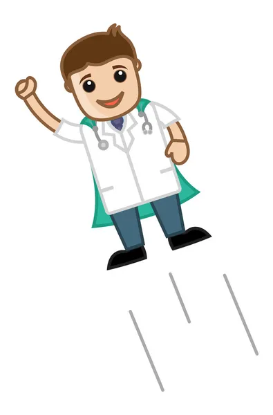 Super Doctor - Medical Cartoon Vector Character — Stock Vector