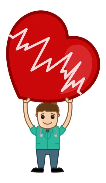 Kalp cerrahı - tıbbi karikatür vektör karakter — Stok Vektör