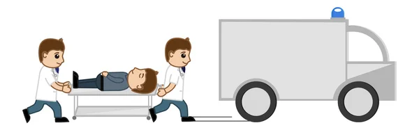 Медицинский фургон - перемещение в больницу - медицинский вектор мультфильма — стоковый вектор