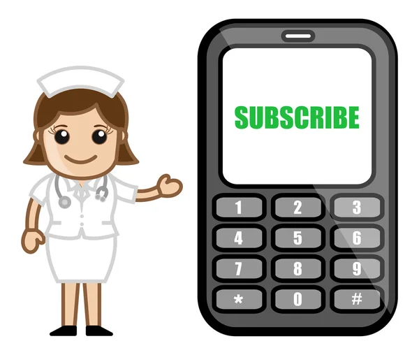 Subscribe Mobile SMS Free - Medical Cartoon Vector Character — Stock Vector