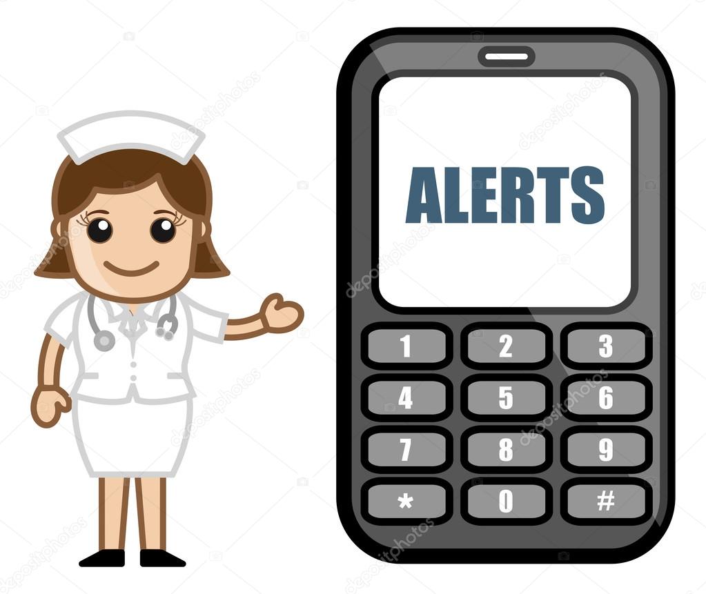 Subscribe to SMS Alerts - Medical Cartoon Vector Character