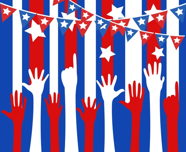 Raising hands - 4th of July Vector theme Design — Stock Vector