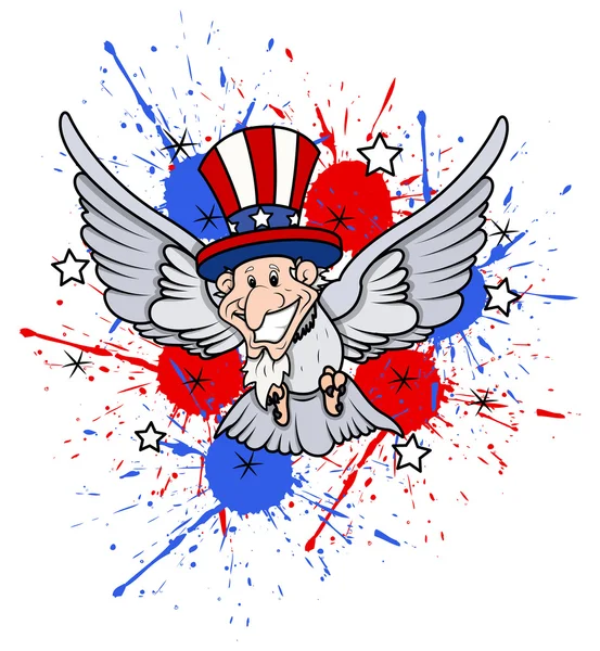 Funny uncle sam als een vogel - 4th of July Vector thema Design — Stockvector