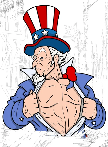 Uncle Sam Portrait - 4 juli vektor Tema Design — Stock vektor