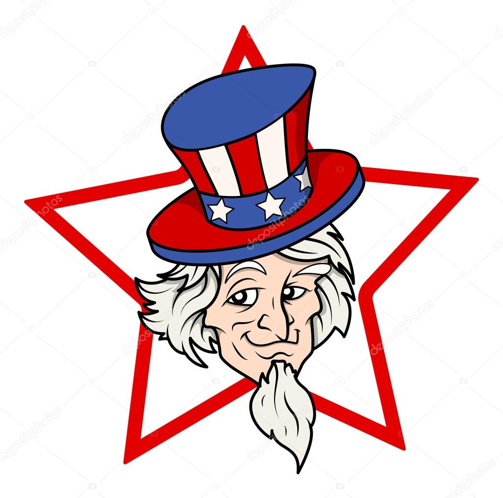 Uncle sam vector face over star shape