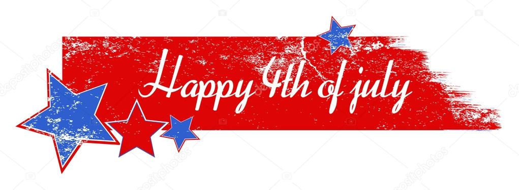 Greeting text over grunge brush stroke - 4th of July Vector theme Design