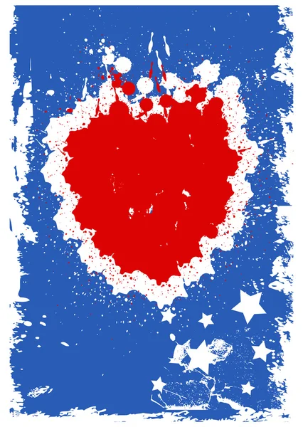 Гранж сердце фона - США День независимости Векторная тема Дизайн — стоковый вектор
