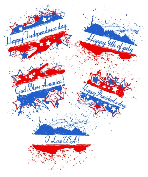 Various greeting text banners - Patriotic USA theme Vector — Stock Vector