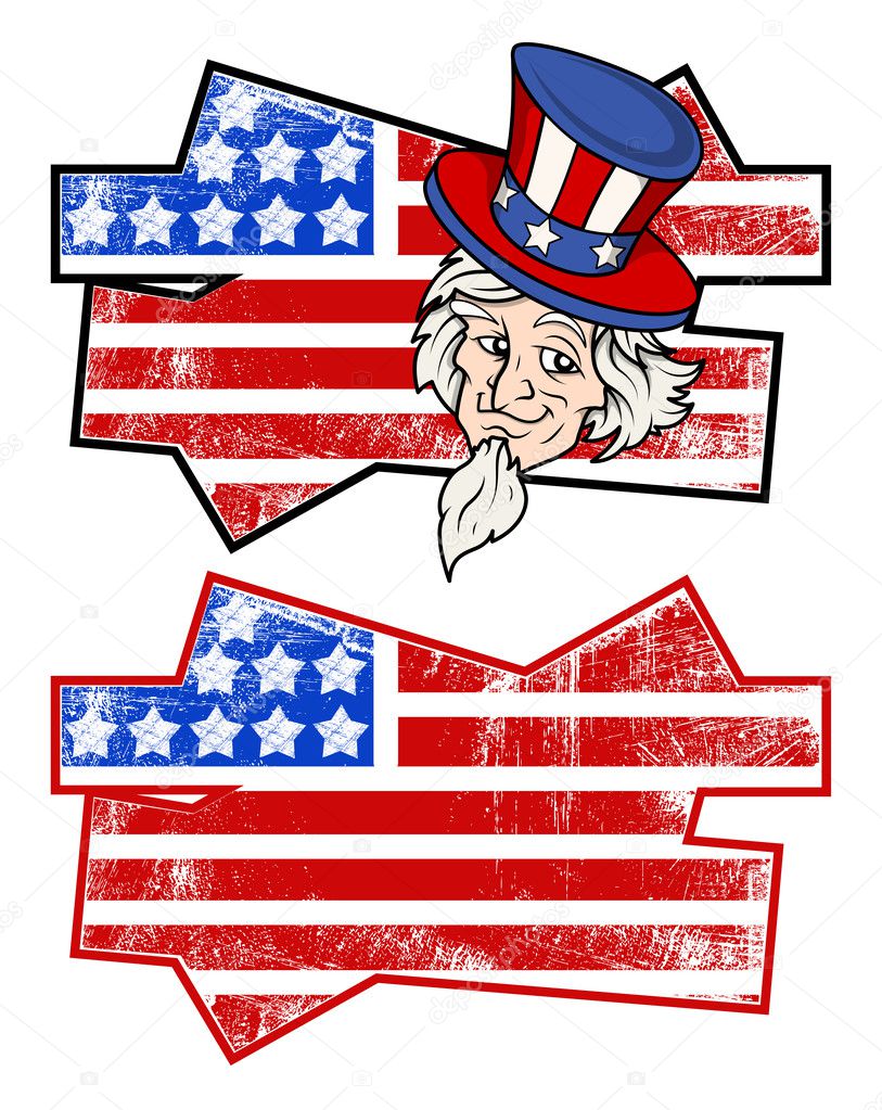 Grunge flag & uncle sam - Patriotic USA theme Vector