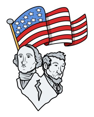 ABD bayrağı - ulus gurur ile washington ve Lincoln