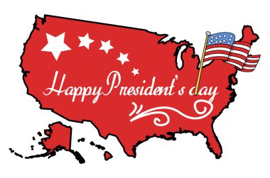 Amerikan harita happy Başkanlar Günü bayrağı vektör resimli