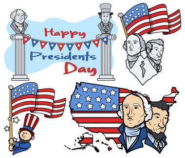 Amerika Birleşik Devletleri ulusal bayram - Başkanlar Günü vektör kümesi