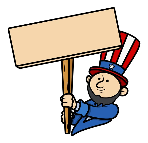 Cartoon Clip-Art Lincoln Holding a Blank Board — Vettoriale Stock