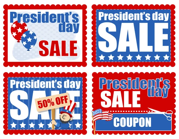 Bannière de vente de jour des présidents et vecteur de milieux de coupon — Image vectorielle