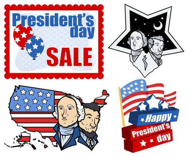 American Patriotic Theme Design - Presidents Day Vector Set — Stock Vector