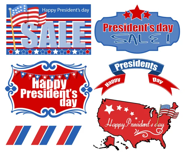 Fête des Présidents Etats-Unis Thème Vector Set Illustrations — Image vectorielle