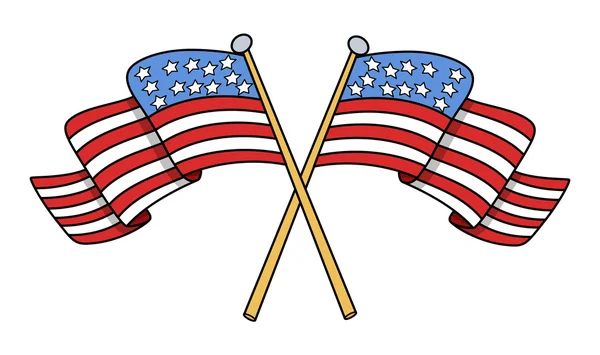 Crossed Flags of USA Vector — Stock Vector