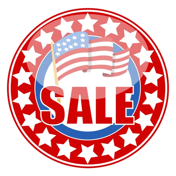 Sale Badge Sticker Seal with USA Flag for Different Holidays Vector — Stock Vector