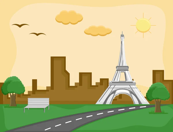 Frankrijk - eiffel tower - cartoon achtergrond vector — Stockvector