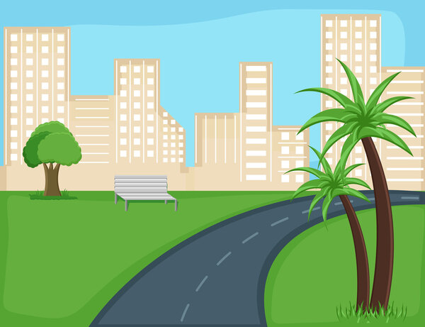 Road - city - Cartoon Background Vector