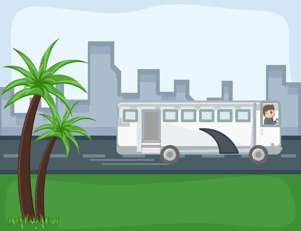 Bus - Cartoon Background Vector — Stock Vector