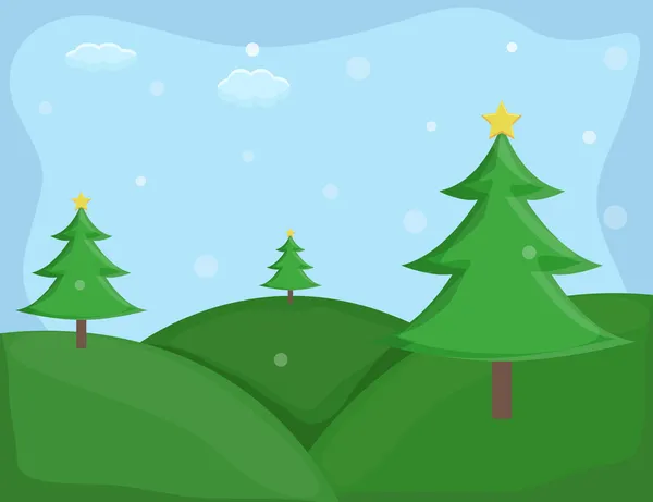Noel ağaçları - karikatür plan vektör — Stok Vektör