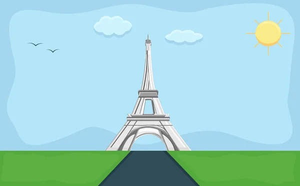 埃菲尔铁塔-卡通背景矢量 — 图库矢量图片