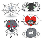 Reihe lustiger Spinnen-Vektor-Illustrationen
