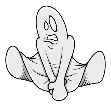 komik utangaç hayalet - halloween vektör çizim