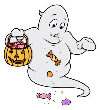 komik sevimli hayalet şekerleri - halloween vektör çizim taşıma