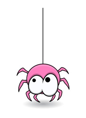 tatlı şirin pembe örümcek - halloween vektör çizim