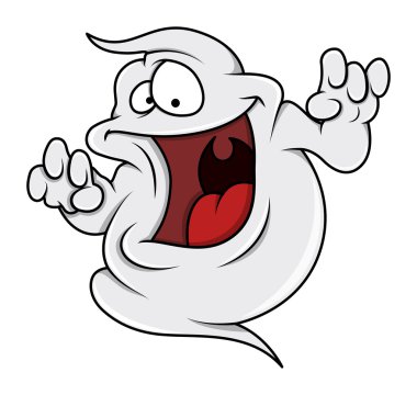 Naughty ghost smiling - Halloween vector illustration clipart