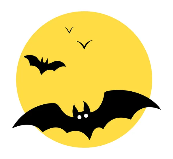 Bats flying in sky - Moon - Halloween vector illustration — Stock Vector