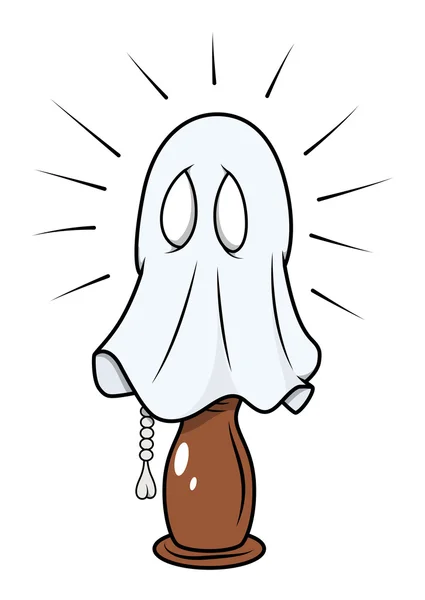 Fantasma asustado escondido en la lámpara de noche - Halloween vector ilustración — Archivo Imágenes Vectoriales