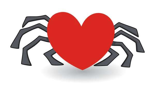 Heart shaped spider - love cheat concept — Stock Vector