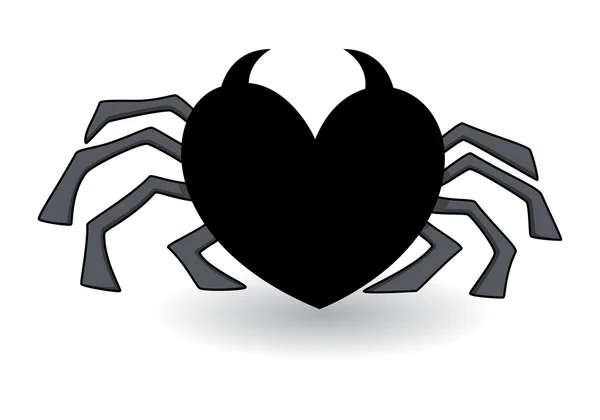 Araña en forma de corazón malvado - ilustración vectorial de Halloween — Archivo Imágenes Vectoriales