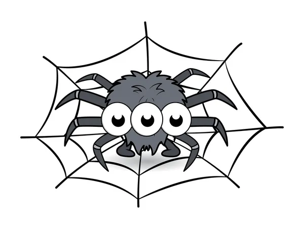 Spindel i sin web cartoon - halloween vektor illustration — Stock vektor