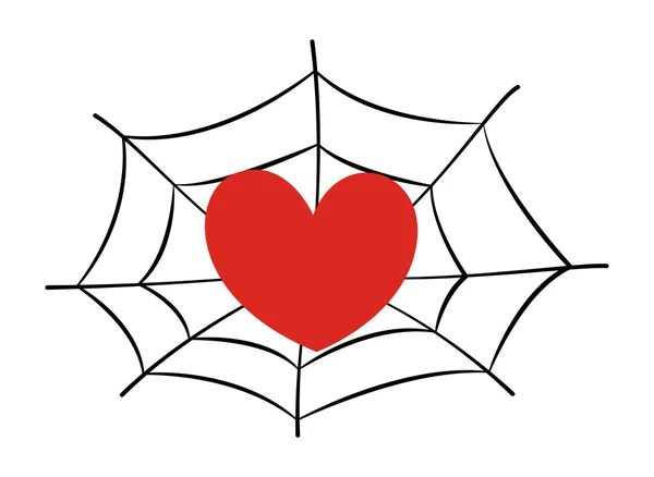 Καρδιά stucked στο ιστό της αράχνης — Διανυσματικό Αρχείο